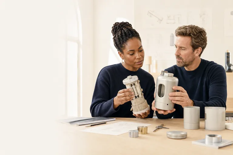 Deux designers comparent un module expérimental et un prototype abouti.